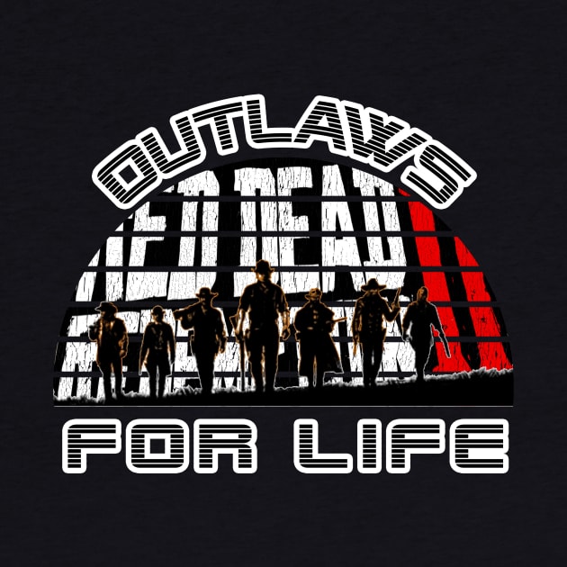 Red Dead Redemption 2 Tee Shirt Outlaws 4 Life Gift Ideas Fan Art by MIRgallery